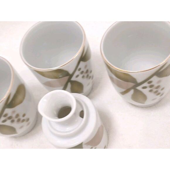 4 Pc Saki Set SEYEI Fine China Hot Tea Cups Japan Mini Server Pitcher & 3 Cups - Picture 7 of 12